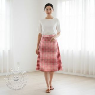 Bavlnená látka Check red