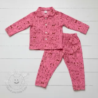 Bavlnená látka FLANNEL Dogs pink