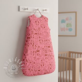 Bavlnená látka FLANNEL Dogs pink