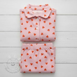 Bavlnená látka FLANNEL Hearts pink