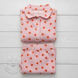 Bavlnená látka FLANNEL Hearts pink