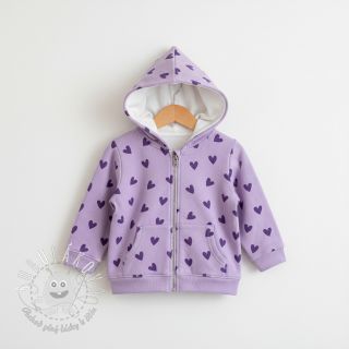 Bavlnená látka FLANNEL Hearts lavender