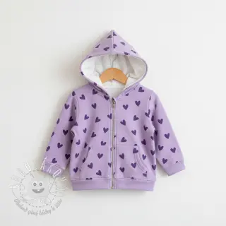 Bavlnená látka FLANNEL Hearts lavender