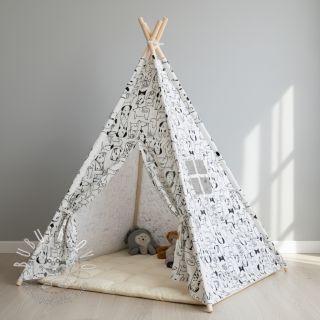 Bavlnená látka FLANNEL Dogs off white