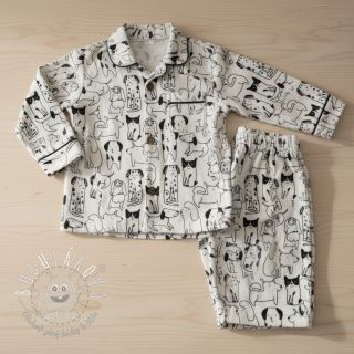 Bavlnená látka FLANNEL Dogs off white