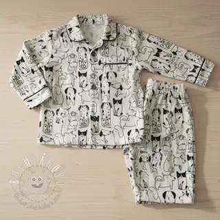 Bavlnená látka FLANNEL Dogs off white