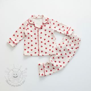 Bavlnená látka FLANNEL Hearts off white