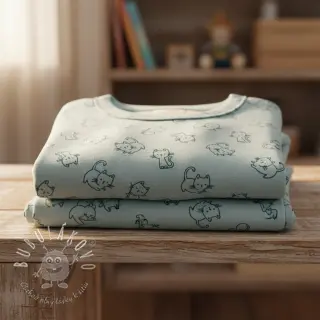 Bavlnená látka FLANNEL Cats mint