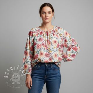 Bavlnená látka Flower Sonja red digital print