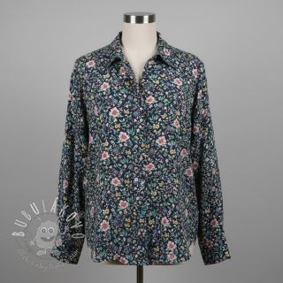 Bavlnená látka Flowers Tara navy design B digital print