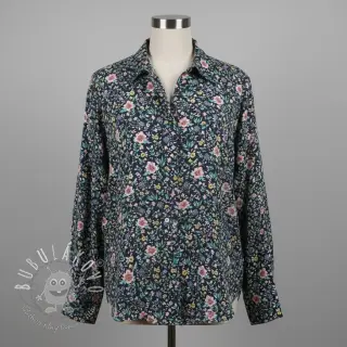 Bavlnená látka Flowers Tara navy design B digital print