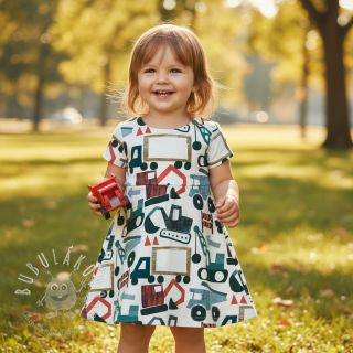 Bavlnená látka Vehicles off white digital print