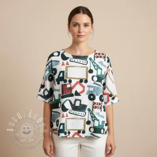 Bavlnená látka Vehicles off white digital print