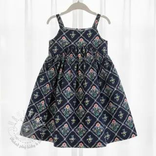 Bavlnená látka Flowers Tara navy design A digital print