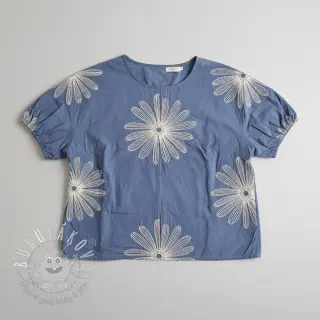 Bavlnená látka EMBROIDERY Flowie jeans