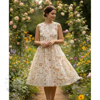 Bavlnená látka Boho off white