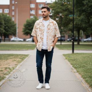 Bavlnená látka Boho off white