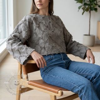 Bavlnená látka s ľanom Vintage Fringe Diamonds grey