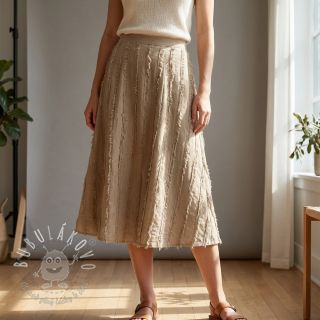 Bavlnená látka s ľanom Vintage Fringe Stripe naturals