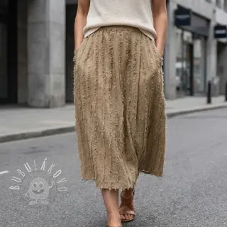 Bavlnená látka s ľanom Vintage Fringe Stripe naturals