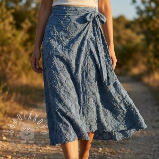 Bavlnená látka s ľanom Vintage Fringe Diamonds blue