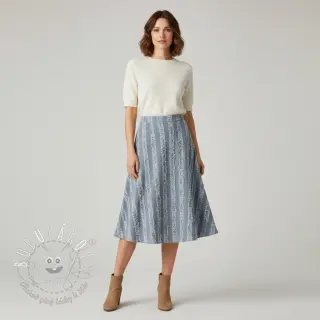 Bavlnená látka s ľanom Vintage Fringe Stripe blue