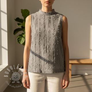 Bavlnená látka s ľanom Vintage Fringe Stripe grey