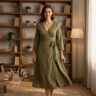 Bavlnená látka s ľanom Vintage Fringe Stripe army