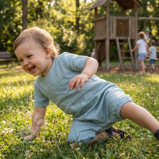 Bavlnená látka s ľanom PREMIUM ocean blue