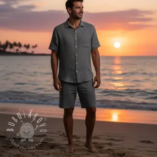 Bavlnená látka s ľanom PREMIUM dark grey