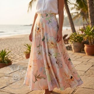 Bavlnená látka SATIN Oahu pink digital print