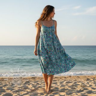 Bavlnená látka Love light petrol