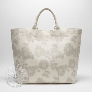 Bavlnená látka s ľanom JACQUARD Peony flowers