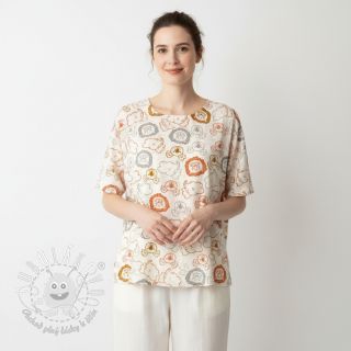 Bavlnená látka Safari animals ecru