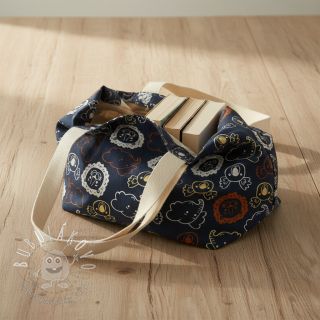 Bavlnená látka Safari animals navy