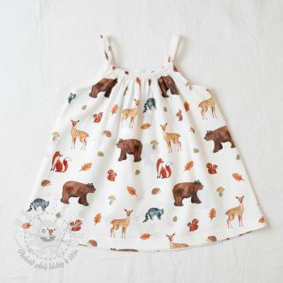 Bavlnená látka Animals in the wood white digital print