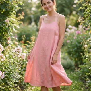 Bavlnená látka s ľanom salmon