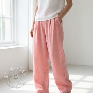 Bavlnená látka s ľanom salmon