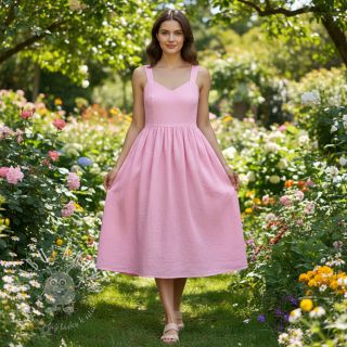 Bavlnená látka s ľanom pink