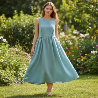 Bavlnená látka s ľanom old blue