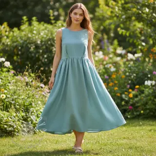 Bavlnená látka s ľanom old blue