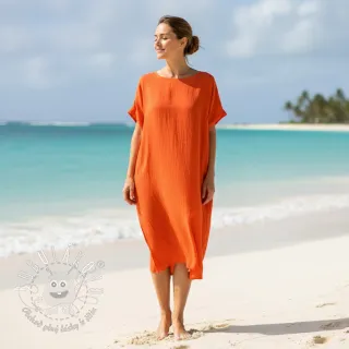Bavlnená látka s ľanom orange