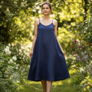 Bavlnená látka s ľanom marine