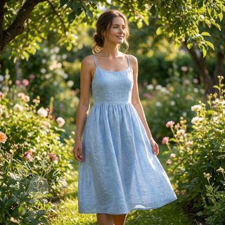 Bavlnená látka s ľanom light blue