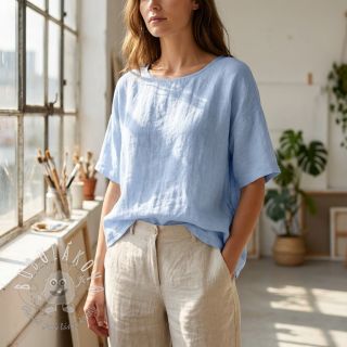 Bavlnená látka s ľanom light blue