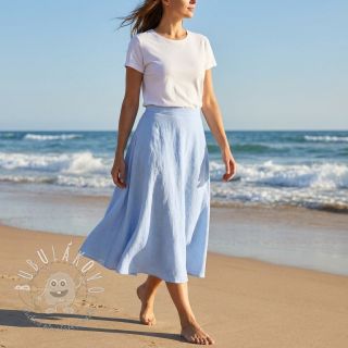 Bavlnená látka s ľanom light blue