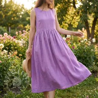 Bavlnená látka s ľanom dark lilac