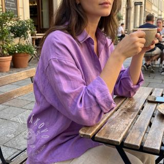 Bavlnená látka s ľanom dark lilac