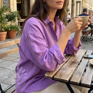 Bavlnená látka s ľanom dark lilac