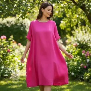 Bavlnená látka s ľanom fuchsia